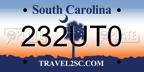 232UT0 South Carolina License Plate