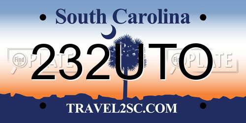 232UTO South Carolina License Plate