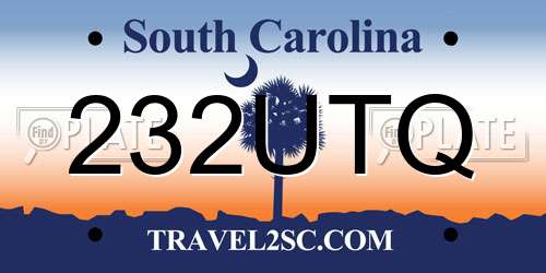 232UTQ South Carolina License Plate