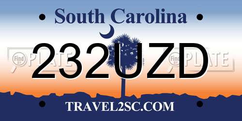 232UZD South Carolina License Plate