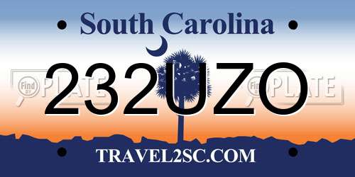 232UZO South Carolina License Plate