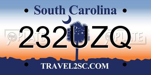 232UZQ South Carolina License Plate
