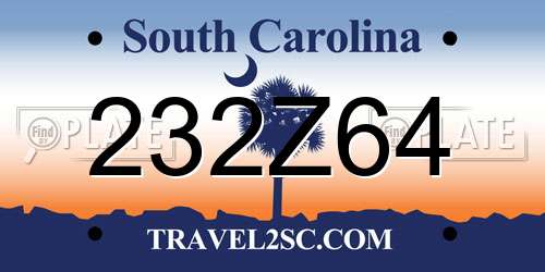 232Z64 South Carolina License Plate
