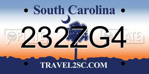 232ZG4 South Carolina License Plate