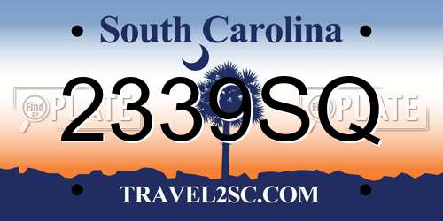 2339SQ South Carolina License Plate