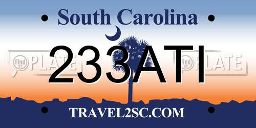233ATI South Carolina License Plate