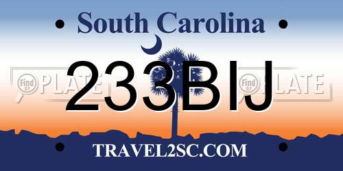 233BIJ South Carolina License Plate