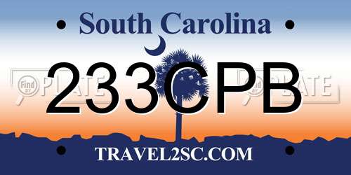 233CPB South Carolina License Plate