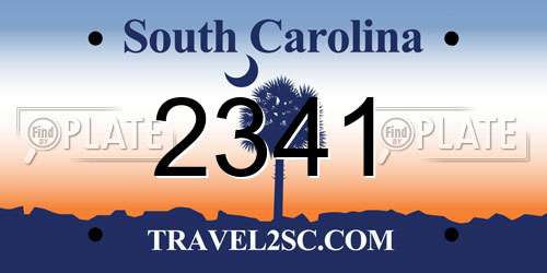 2341 South Carolina License Plate