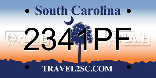 2341PF South Carolina License Plate