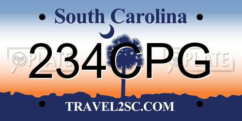 234CPG South Carolina License Plate
