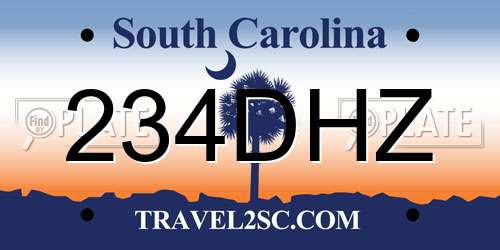 234DHZ South Carolina License Plate