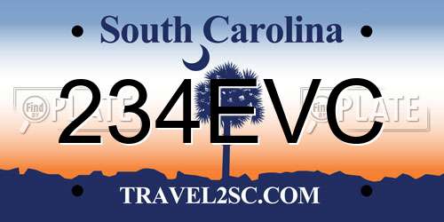 234EVC South Carolina License Plate