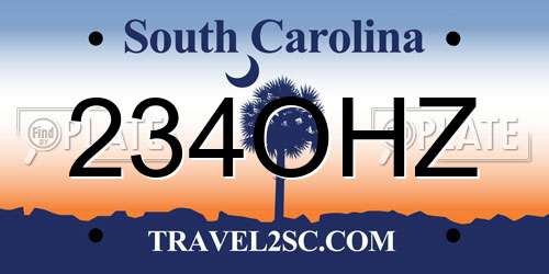234OHZ South Carolina License Plate