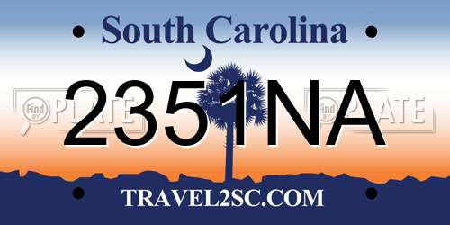 2351NA South Carolina License Plate
