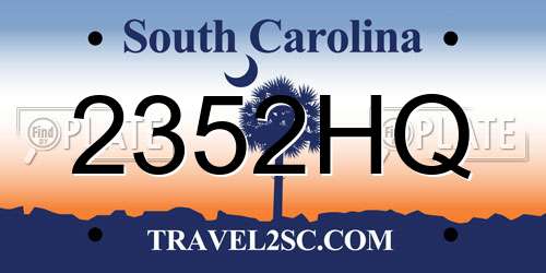 2352HQ South Carolina License Plate