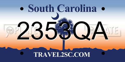 2353QA South Carolina License Plate