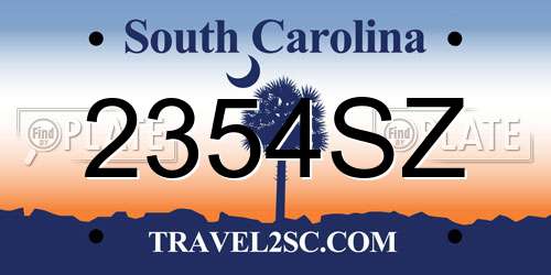 2354SZ South Carolina License Plate
