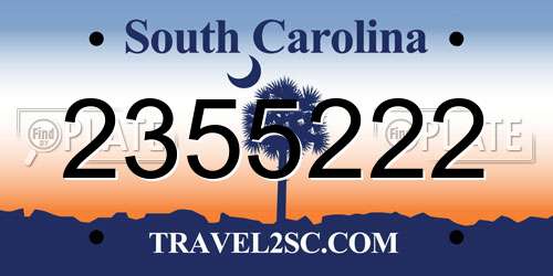2355222 South Carolina License Plate