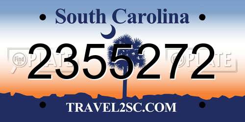 2355272 South Carolina License Plate