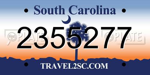 2355277 South Carolina License Plate