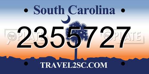 2355727 South Carolina License Plate