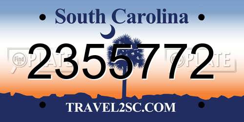2355772 South Carolina License Plate
