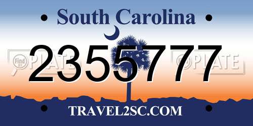 2355777 South Carolina License Plate