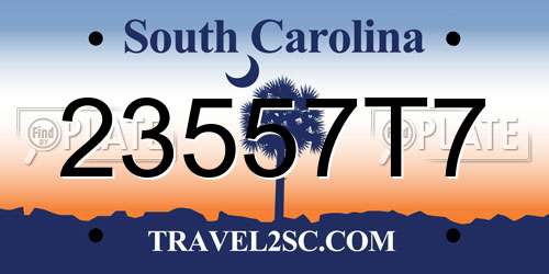 23557T7 South Carolina License Plate