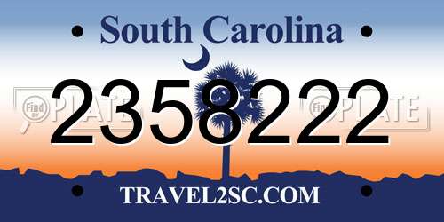 2358222 South Carolina License Plate
