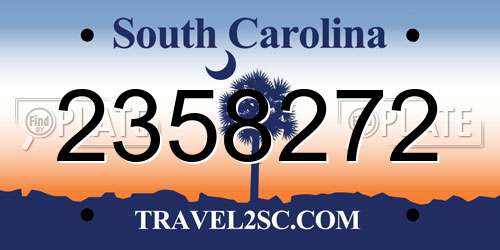 2358272 South Carolina License Plate