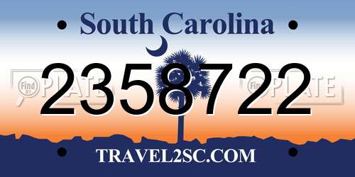 2358722 South Carolina License Plate