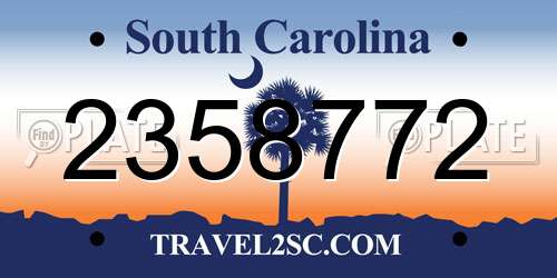 2358772 South Carolina License Plate