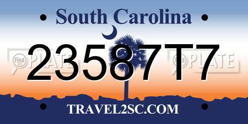 23587T7 South Carolina License Plate