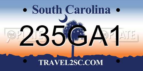 235GA1 South Carolina License Plate