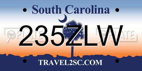 235ZLW South Carolina License Plate