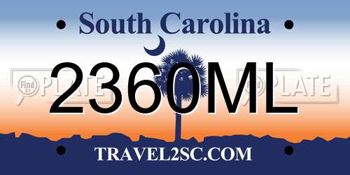 2360ML South Carolina License Plate