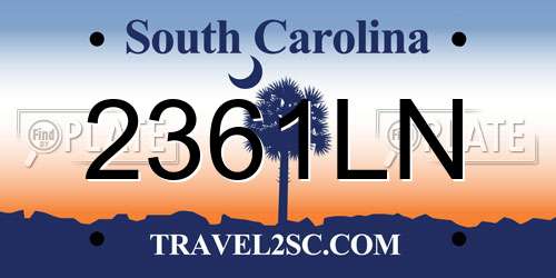 2361LN South Carolina License Plate