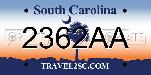 2362AA South Carolina License Plate