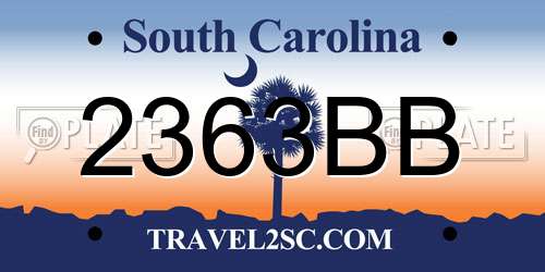 2363BB South Carolina License Plate