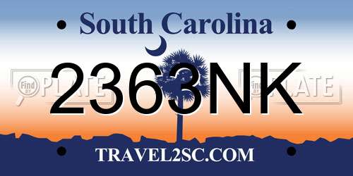 2363NK South Carolina License Plate
