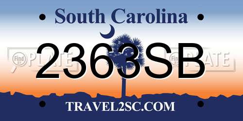 2363SB South Carolina License Plate