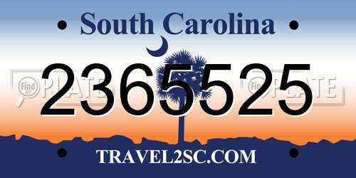 2365525 South Carolina License Plate