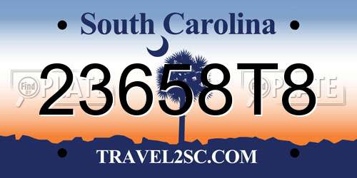 23658T8 South Carolina License Plate