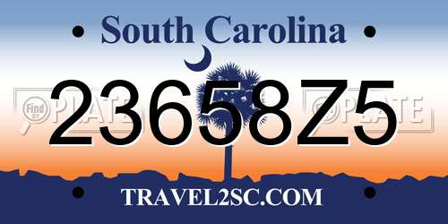 23658Z5 South Carolina License Plate