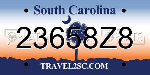 23658Z8 South Carolina License Plate