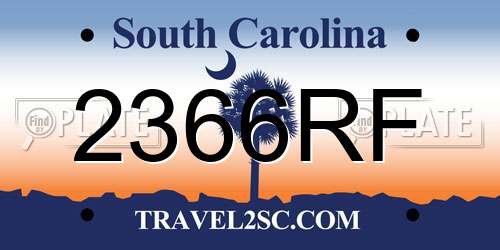 2366RF South Carolina License Plate