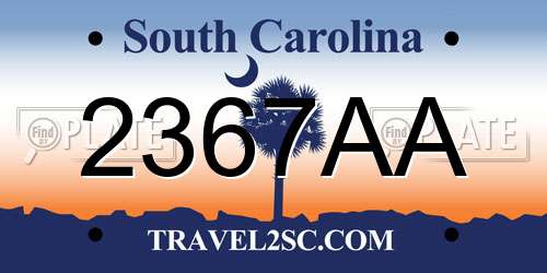 2367AA South Carolina License Plate