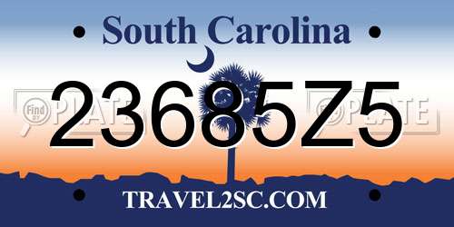 23685Z5 South Carolina License Plate