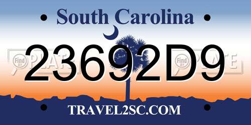 23692D9 South Carolina License Plate